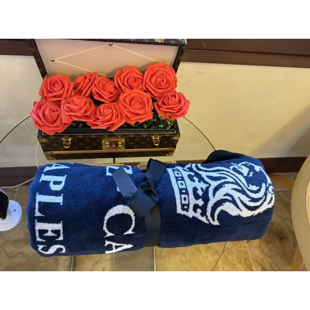 Ritz Carlton Naples florida beach Towel large  Lion Logo Navy Blue New Gift Rare